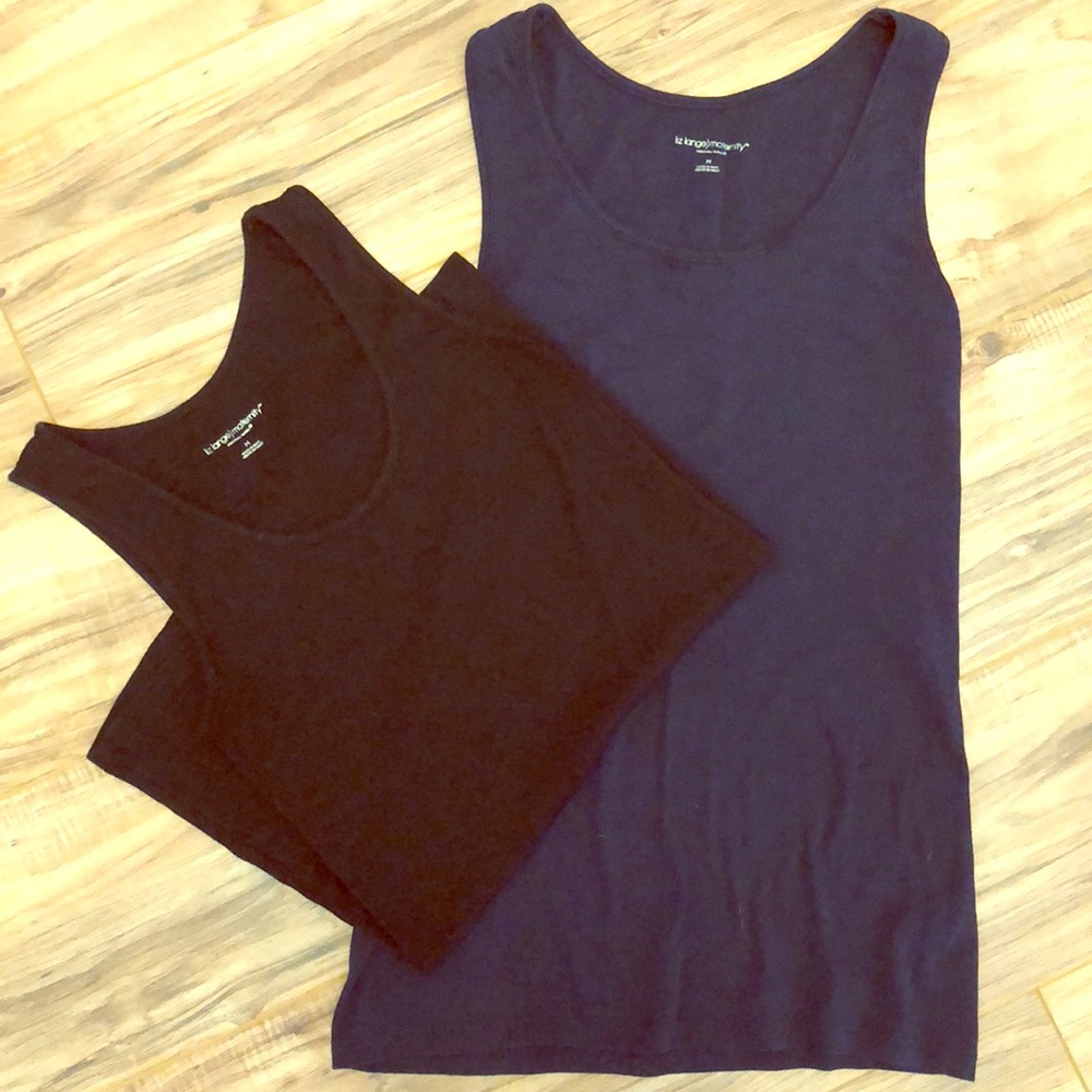 Navy and black maternity tank tops
